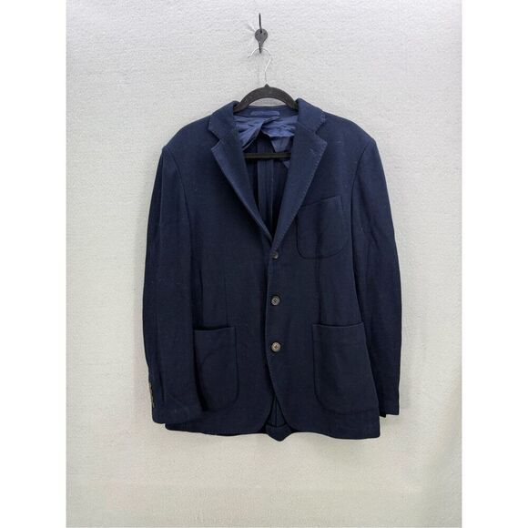 Alton Lane Mens Navy Blue Knit Single Breasted Three Button Blazer Size 42R - Picture 1 of 10
